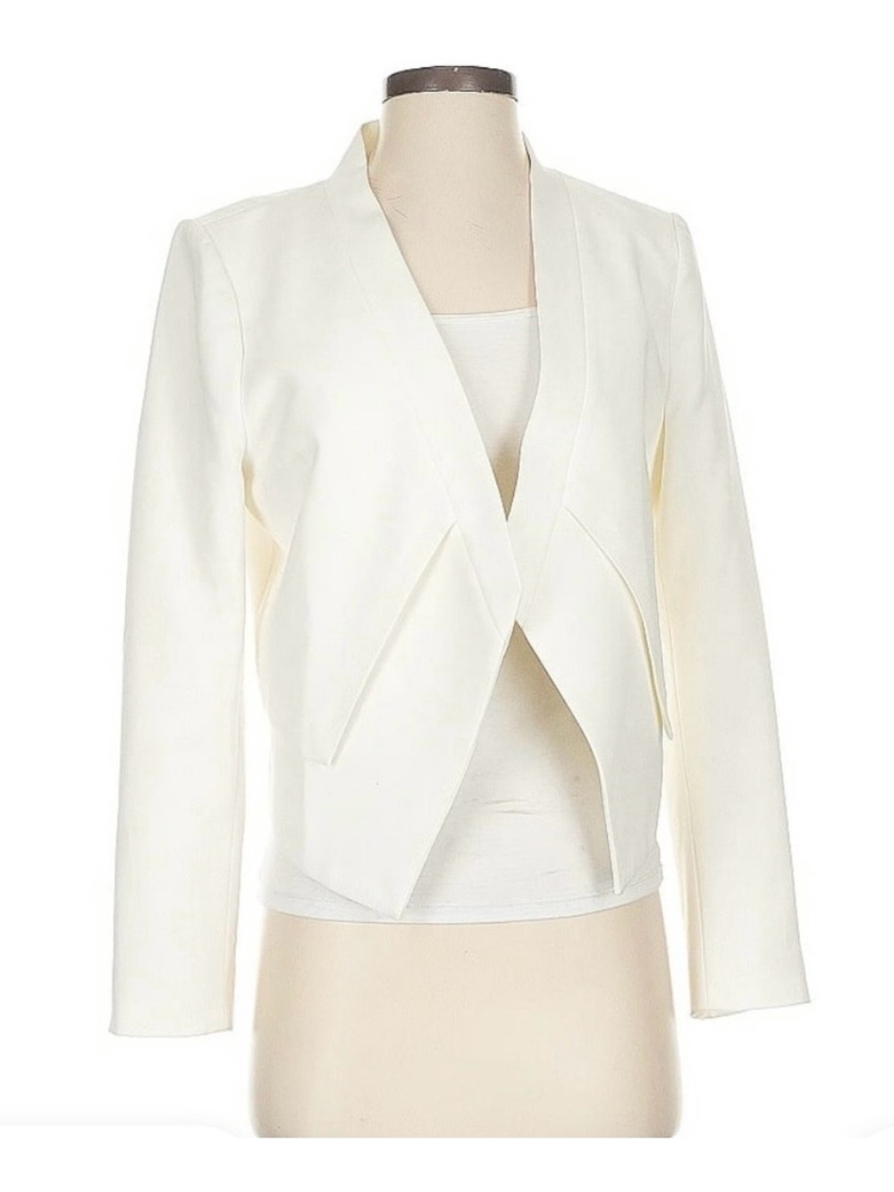 BCBGMaxAzria Ivory Draped Open-Front Blazer